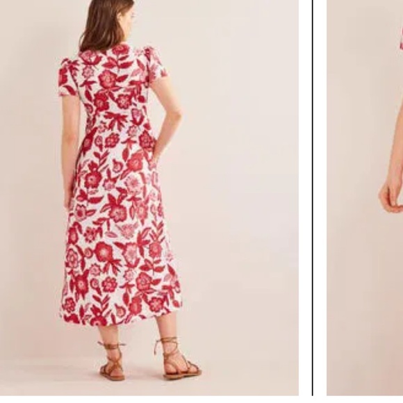 Boden Tie front linen midi dress - Picture 2 of 12